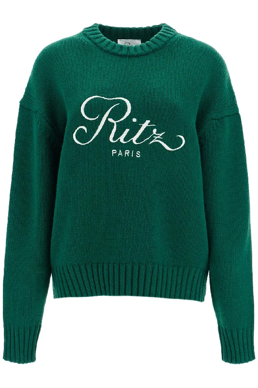 cashmere pullover with ritz paris frame MP25KSW030 HUNTER GREEN Textured Knit Design