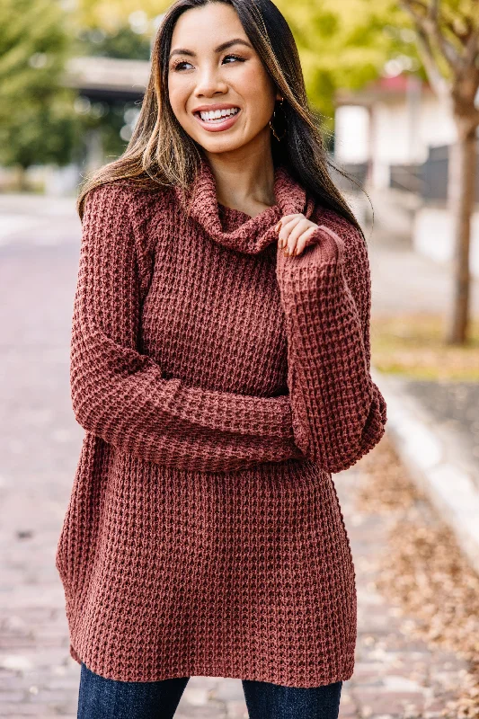 In Your Glow Burgundy Red Waffle Sweater Fitted Loose Oversized