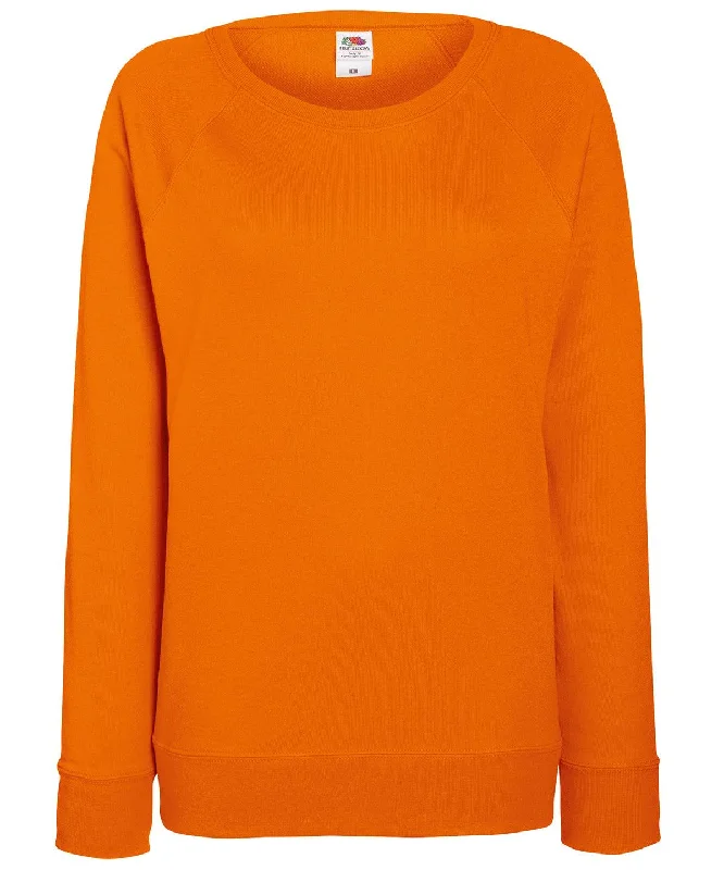 Orange - Women's lightweight raglan sweatshirt Hoodie with Half-Zip Sporty Casual