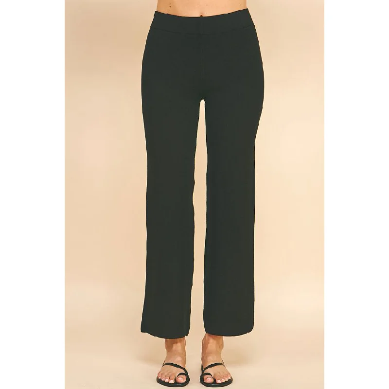 Pinch - Straight Leg Sweater Pants - Black Chenille Brocade Lace