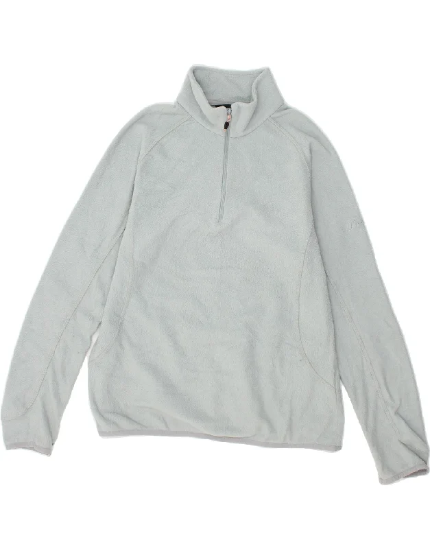 BERGHAUS Womens Zip Neck Fleece Jumper UK 14 Large  Grey Polyester Embroidered Appliqued Beaded