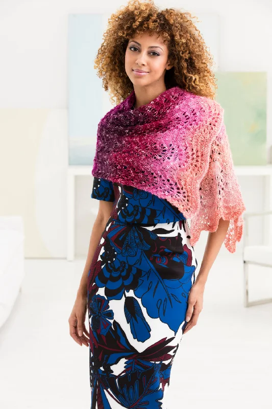 Feather And Fan Shawl (Knit) - Version 1 Classic Knit Shawl Wrap