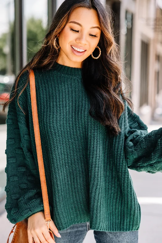 Ins and Outs of Love Forest Green Chunky Knit Sweater Knit Fabric Woven Fabric Fleece Fabric