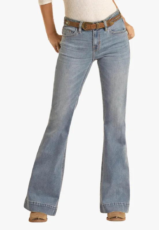 Rock & Roll Womens Small V Emb Mid Rise Trouser Jean Trousers Favorite Customer