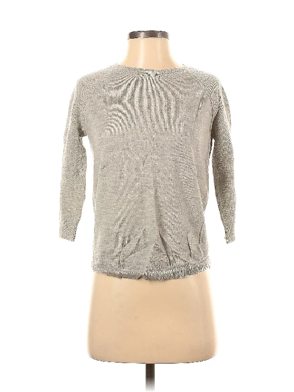 Wool Pullover Sweater Short Puff Sleeve