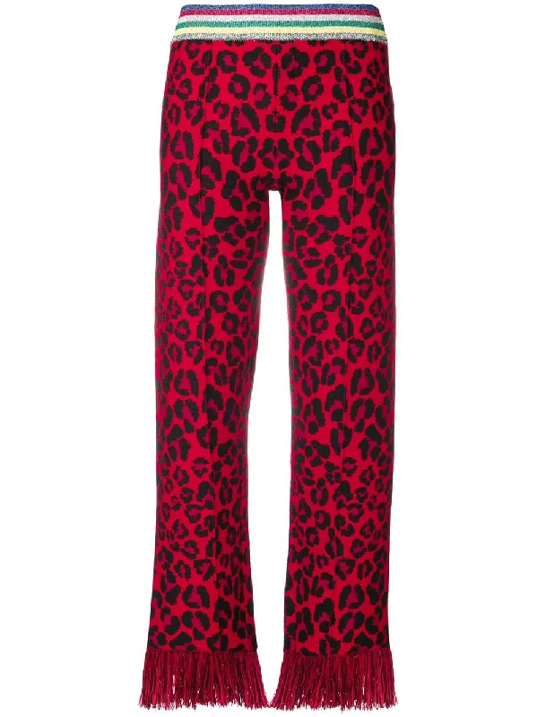 fringed leopard print trousers Trousers Favorite Customer