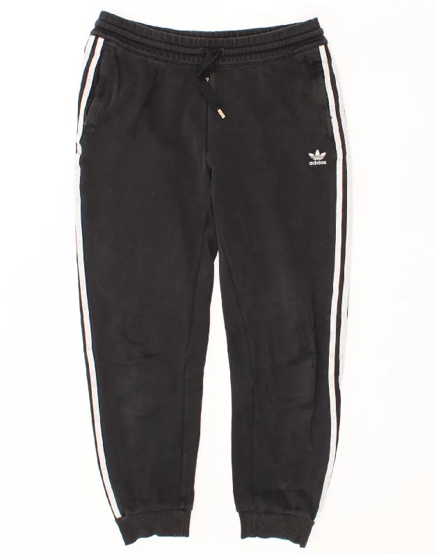 ADIDAS Womens Tracksuit Trousers Joggers UK 12 Medium Black Cotton Trousers Evening Elegant