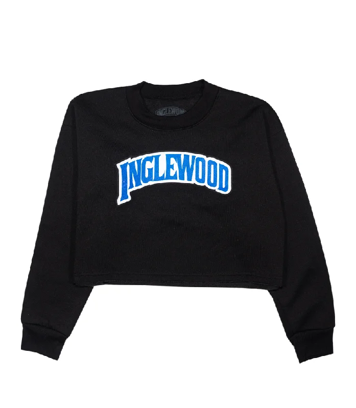 Inglewood Crop Sweater Black & Blue High Neck Crew Neck V-Neck