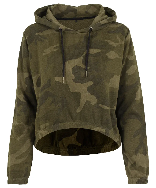 Olive Camo - Women's camo cropped hoodie Hoodie with Pocket Utility Practical