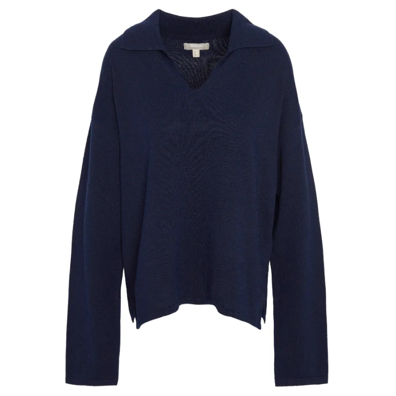 Barbour Fearne Knitted Ladies Jumper - Navy Chenille Blend Fleece Blend Nylon Blend