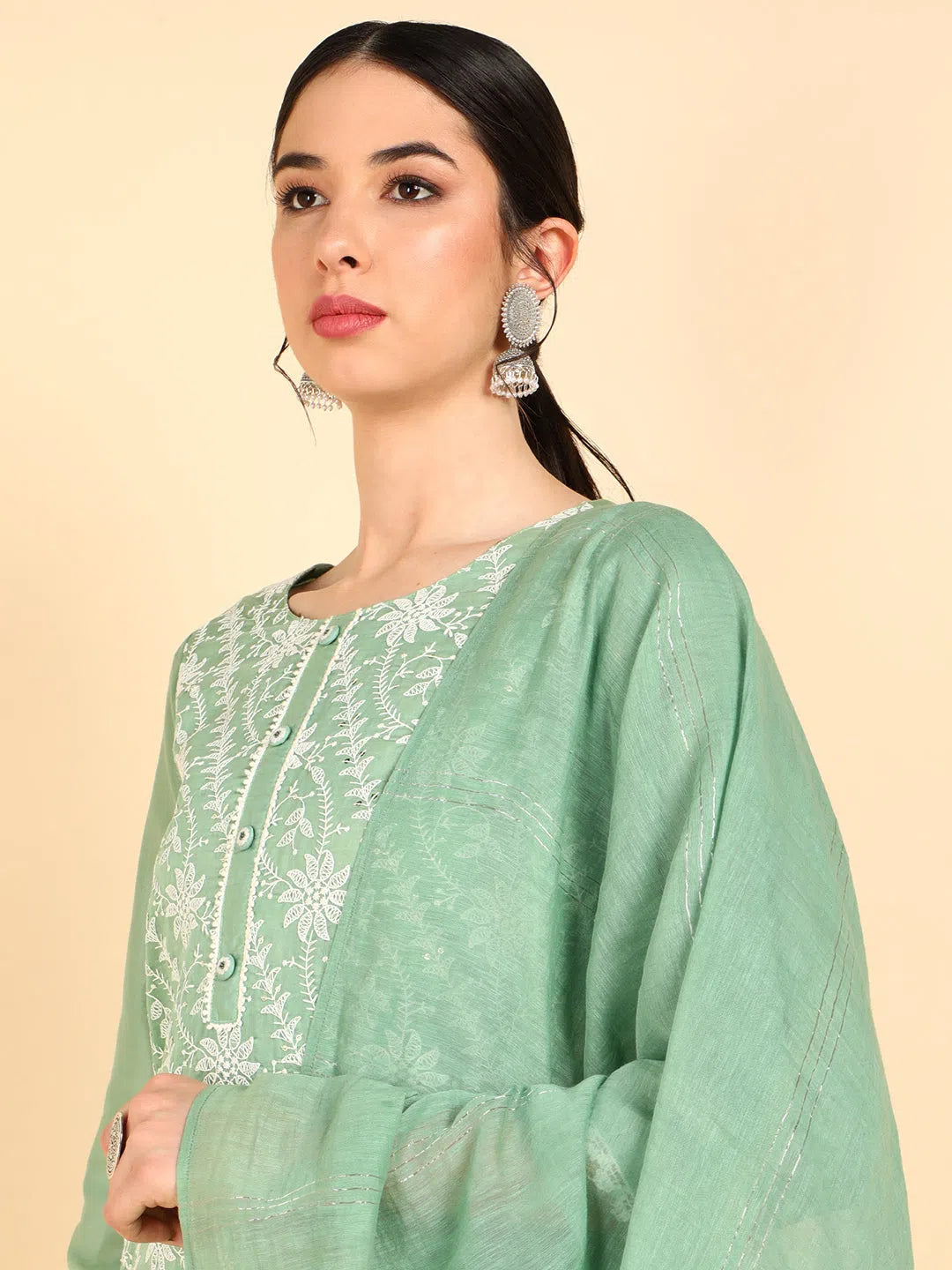 Ahika Poly Silk Embroidered Kurta Trousers With-PKSKD1349A_XS Trousers fashionable chic