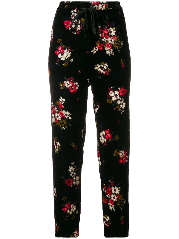 floral velvet cropped trousers Trousers cozy comfortable