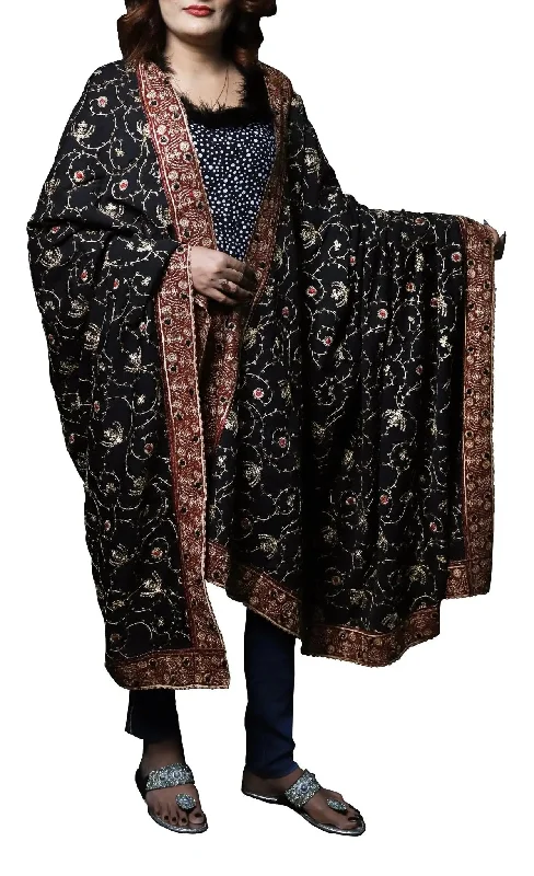 IshDeena Women's Warm Shawls Wraps Embroidered Pashmina Kashmiri Style Large 2.5m x 1.25 m Elegant Pashmina Shawl Cape
