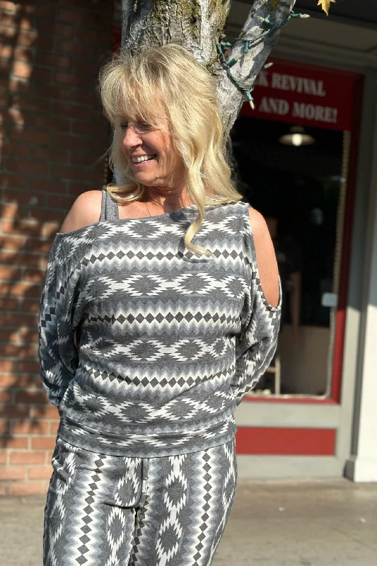 Super Soft Chevron Aztec Pullover by The Range / Rock n Roll Notched Neck Pullover