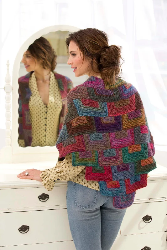 Mitered Shawl (Knit) Cozy Plaid Wool Shawl