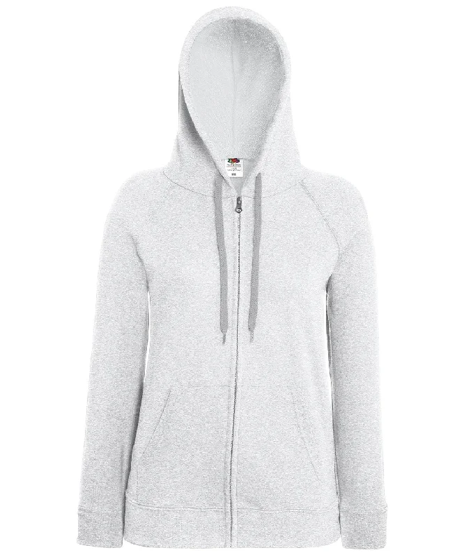 Heather Grey - Women's lightweight hooded sweatshirt jacket Hoodie with Hem Detail Decorative Unique