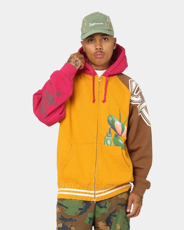 Supreme X Junya Zip Up Hooded Sweatshirt Gold Hoodie with Neon Bright Vibrant