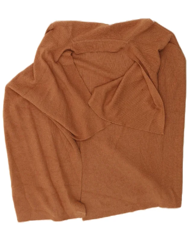 LAURA ASHLEY Womens Sleeveless Open Cardigan Sweater UK 16 Large Brown Fleece Fabric Down Fabric Feather Fabric
