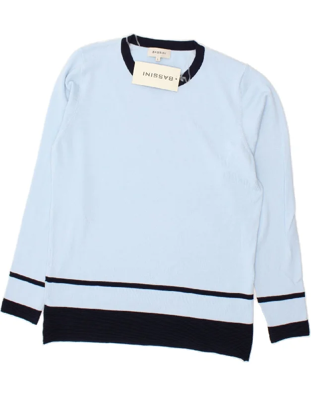 VINTAGE Womens Boat Neck Jumper Sweater UK 16 Large Blue Colourblock Turtle Neck Boat Neck Asymmetrical Neck