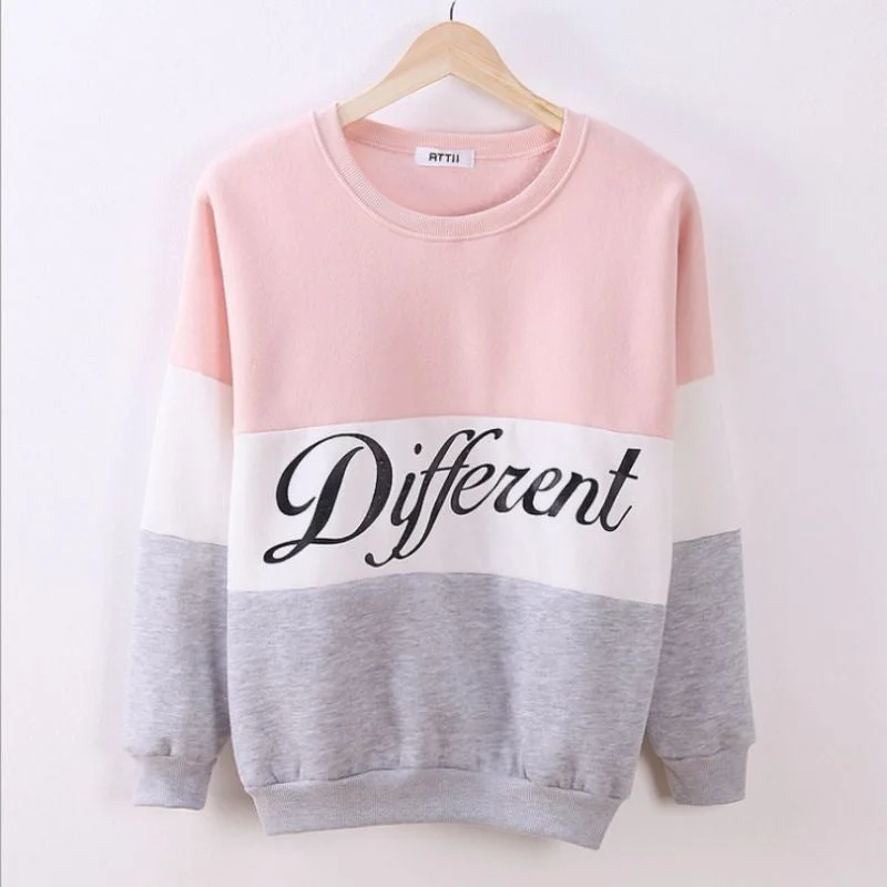 Letter Printed Women Pullover Tops Sweat Shirt Blouse Sweater Thick Tracksuits Sudaderas Y8 Nylon Fabric Polyester Fabric Spandex Fabric