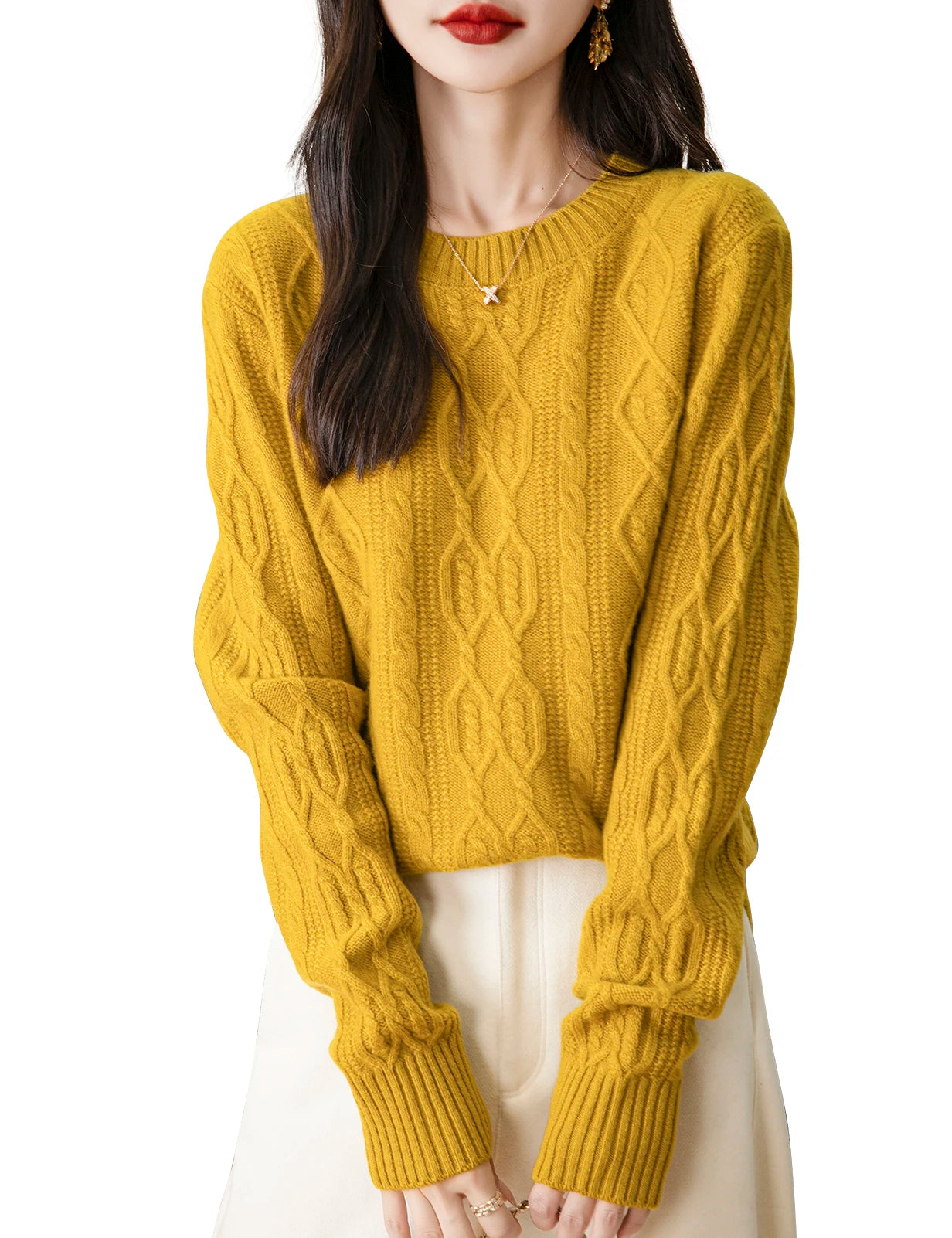 Women's Vintage Crewneck Sweater made w/ 100% Merino Wool Oversized Loose Flowy