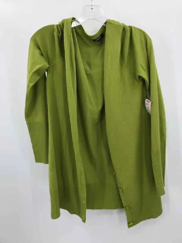 Pre-Owned Premise Studio Green Size Large Cardigan Sweater Chenille Fabric Brocade Fabric Lace Fabric