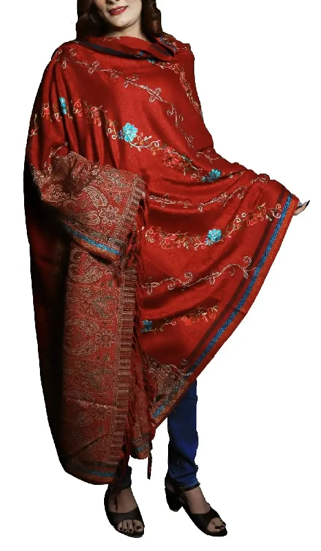 IshDeena Women's Warm Shawls Wraps Embroidered Pashmina Kashmiri Style Large 2.5m x 1.25 m Cozy Wool Shawl Poncho