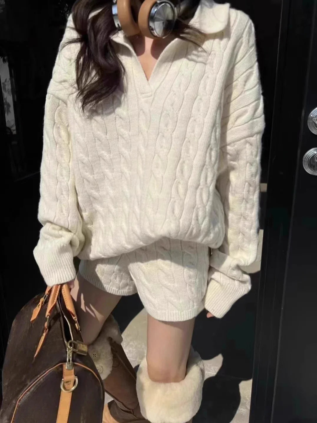 Advbridge Korean Fashion Twisted Sweater Women Vintage Harajuku Style Knitted Pullover Casual Solid Color Outfit Autumn Winter Slim Sleeve Pullover