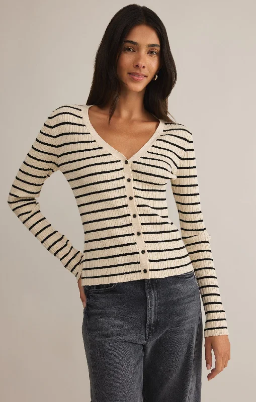 Jordana Stripe Sweater Cashmere Blend Cotton Blend Poly Blend