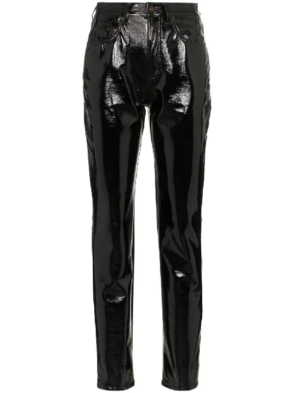 mid-rise slim fit vinyl trousers Trousers Business Professional