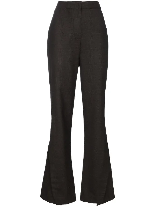 high waist buttoned wool trousers Trousers practical easy-care