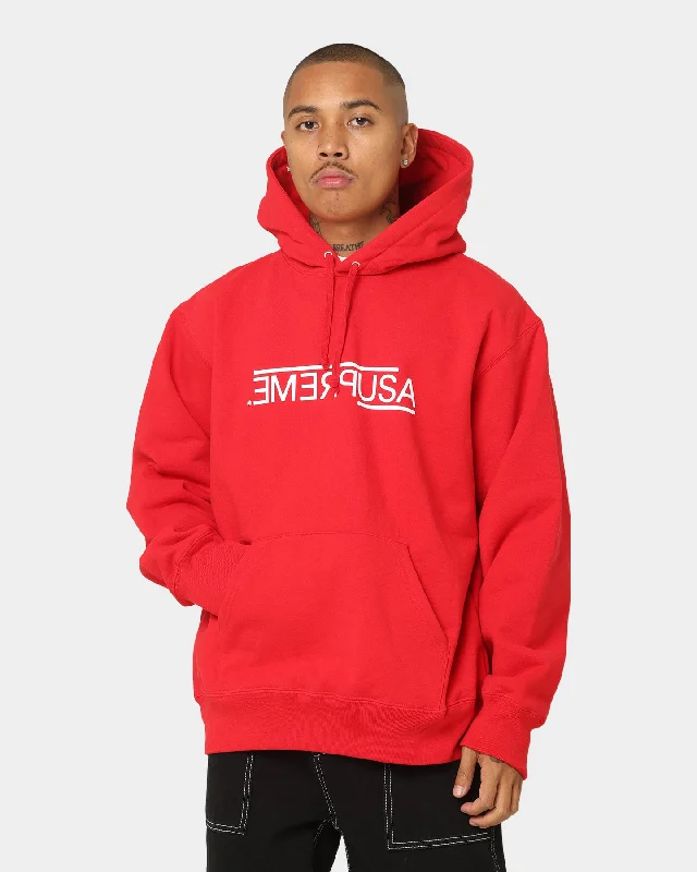 Supreme USA Hooded Sweatshirt Red Hoodie with Slim Fit Tailored Modern