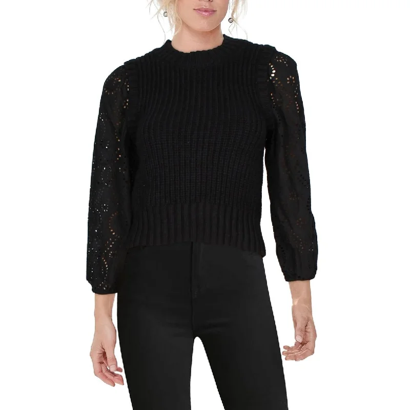 Womens Scoop Neck Bishop Sleeves Pullover Sweater Saggy Sleeve Comfort