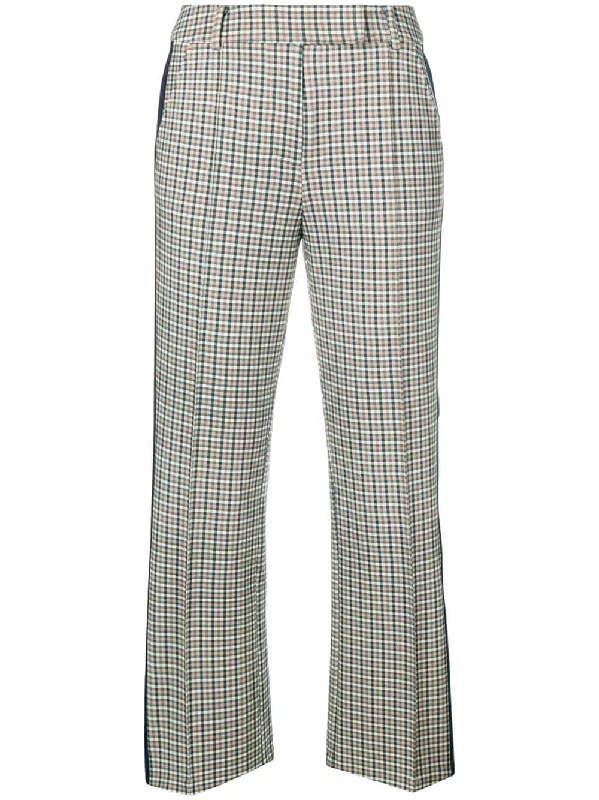 check pattern cropped trousers Trousers Fleece Cozy