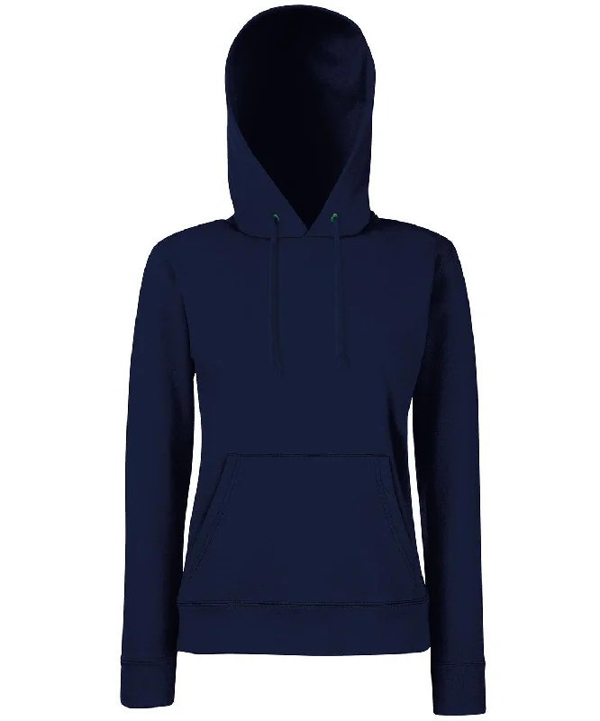 Deep Navy - Women's Classic 80/20 hooded sweatshirt Hoodie with Mock Neck Collared Structured