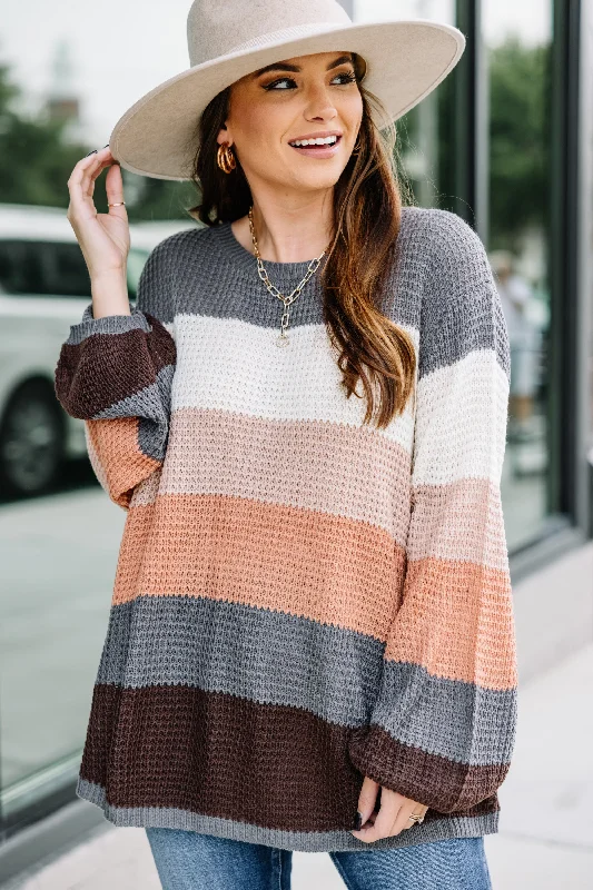 Be With You Gray Colorblock Sweater Wool Fabric Cashmere Fabric Tweed Fabric
