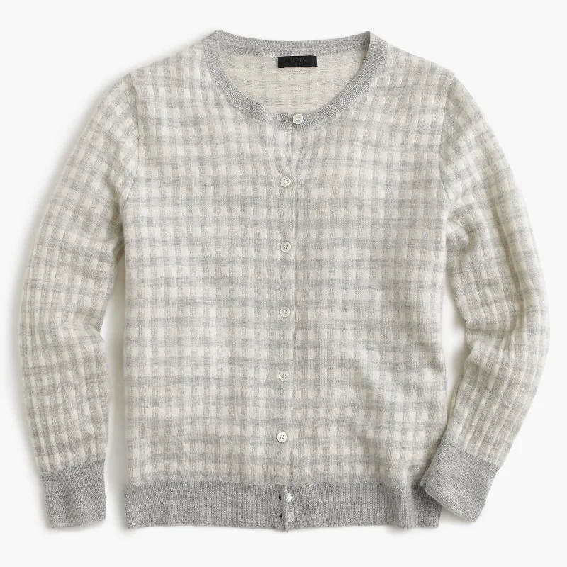 Collection featherweight cashmere cardigan sweater in gingham Fleece Sweater Nylon Polyester