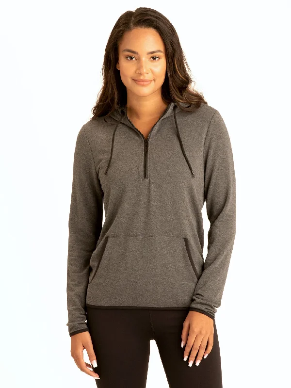 Kyanna FeatherLoop Half Zip Hoodie Hoodie with Thumb Holes Functional Cozy