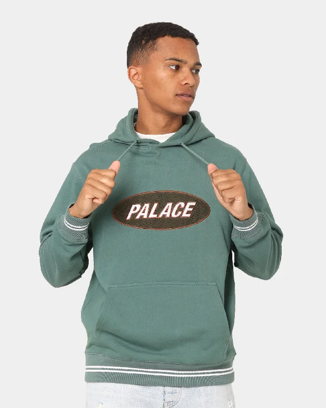 Palace Oval Hoodie Airforce Green Hoodie with Tie-Dye Psychedelic Retro