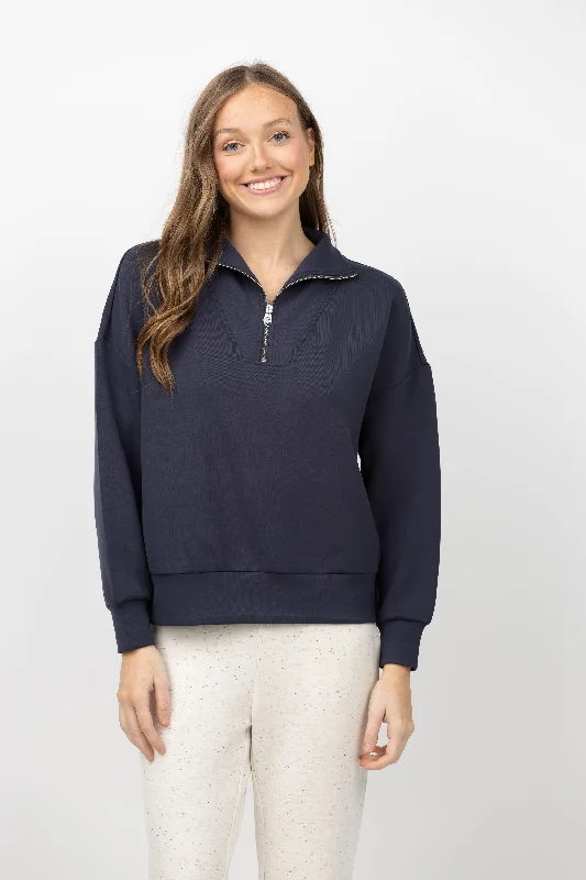 Varley Hawley 1/2 Zip Pullover in Blue Nights Oversized Cozy Pullover