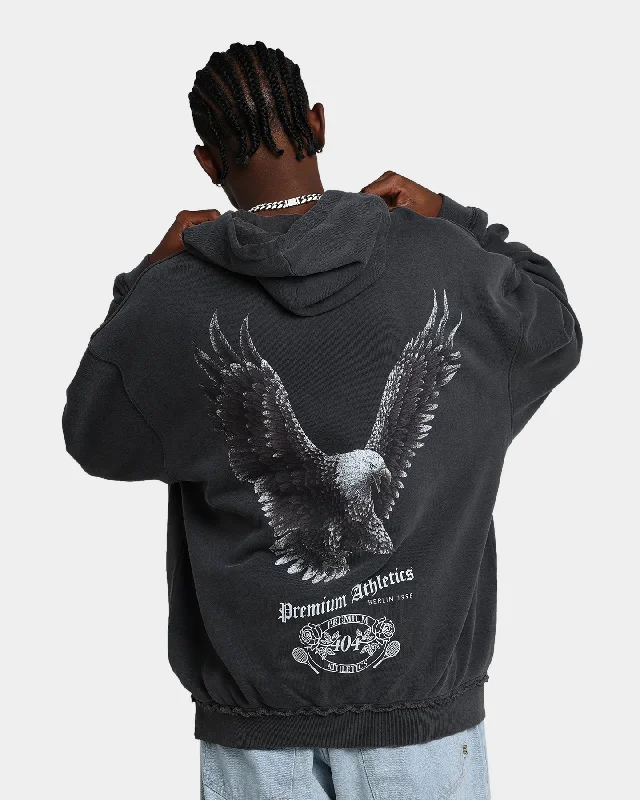 404 Flight Vintage Hoodie Charcoal Hoodie with Full-Zip Functional Layering