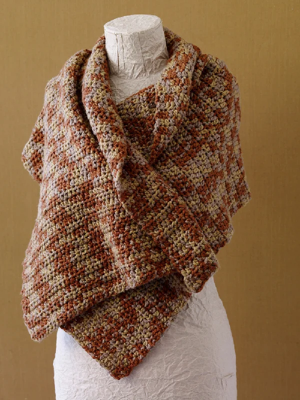 Caramel Tweed Shawl (Crochet) - Version 2 Fashionable Silk Shawl Wrap