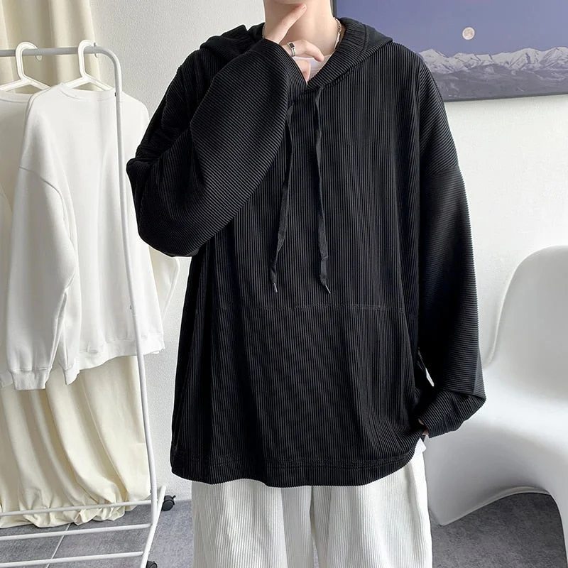 Advbridge Men Women Oversize Striped Hoodie Basic Tshirt Sweatshirts All match Autumn Summer Casual Street Wear Ulzzang Stylish Pullover Lapel Neck Sweater