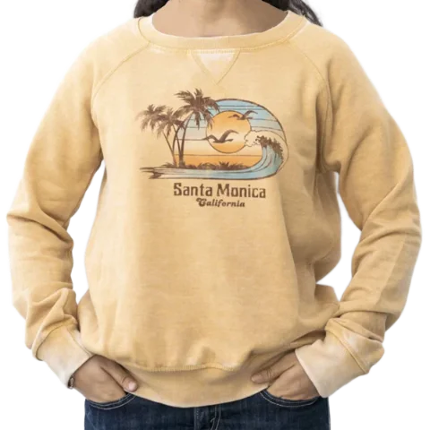 Blue 84 "Back In the Day" Santa Monica Print Mustard Beach Sweater Mesh Sweater Canvas Denim