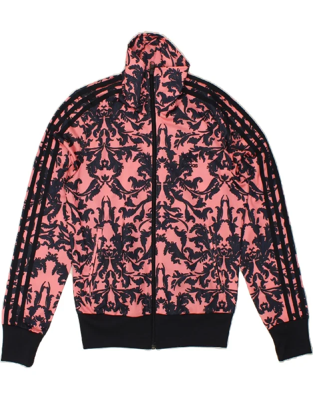 ADIDAS Womens Graphic Tracksuit Top Jacket UK 10 Small Pink Paisley Corduroy Jacket Velvet Jacket Brocade Jacket