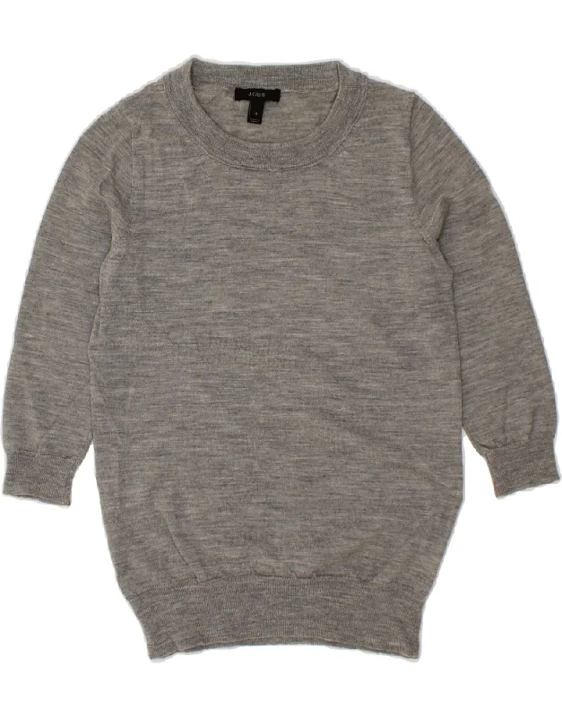 J. CREW Womens 3/4 Sleeve Boat Neck Jumper Sweater UK 6 XS Grey Anti-Pilling Anti-Shrink Durable