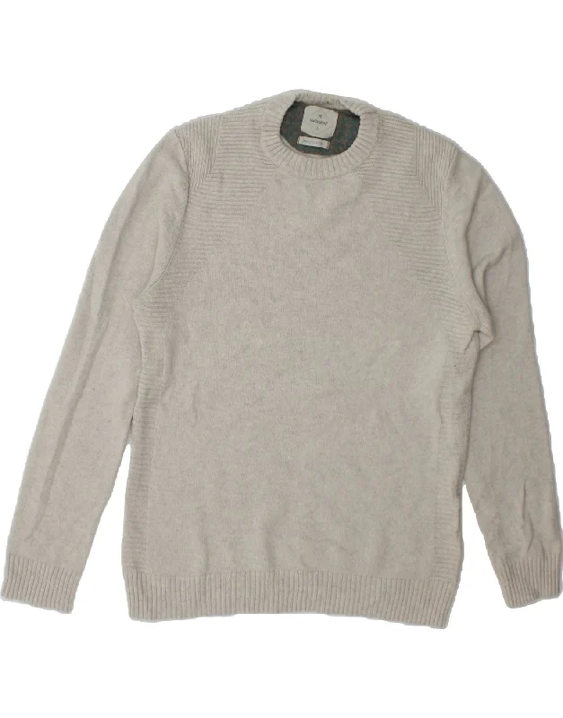 WHITE STUFF Womens Crew Neck Jumper Sweater UK 14 Medium Grey Lambswool Rayon Fabric Velvet Fabric Corduroy Fabric