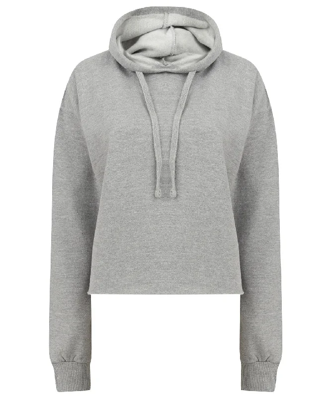 Heather Grey - Women's cropped slounge hoodie Hoodie with Color Block Contrast Stylish