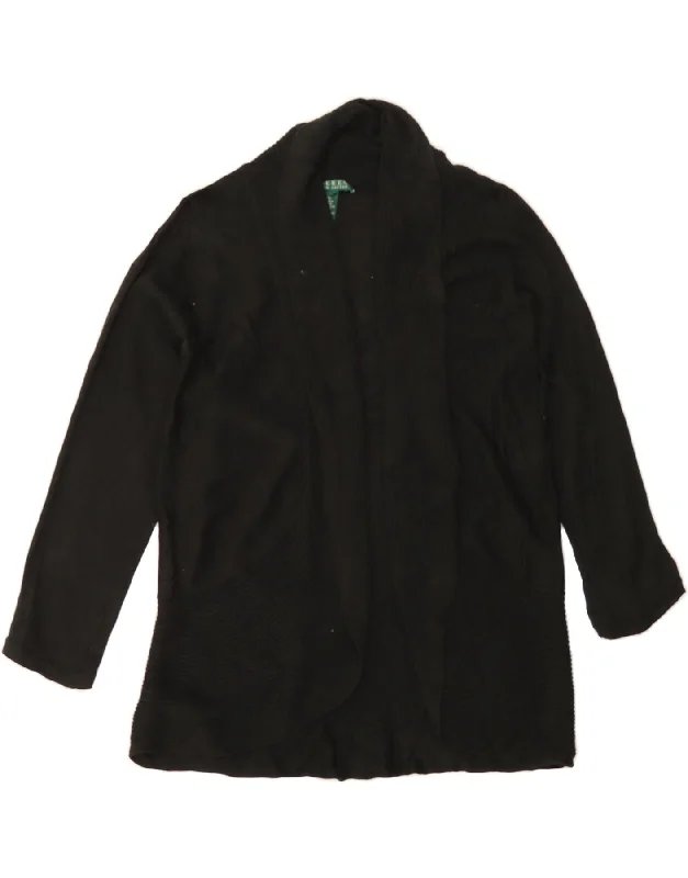 RALPH LAUREN Womens 3/4 Sleeve Open Cardigan Sweater UK 12 Medium Black Machine Wash Dry Clean Hand Wash