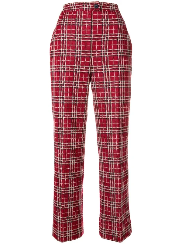 checked high-waist trousers Trousers Top Rated